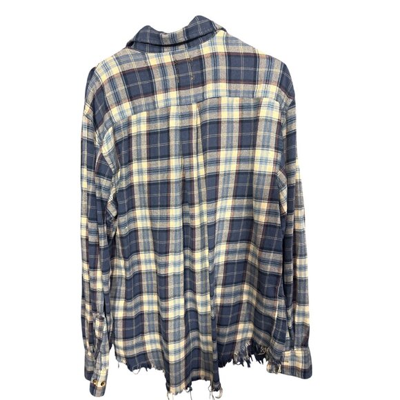 Women's OS Distressed Plaid Button-Up Shirt With Zipper Accents By Furst Of A Ki - Picture 5 of 6